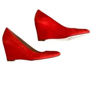Crew Shoes J Crew Martina Suede Orange Wedge Heels 65